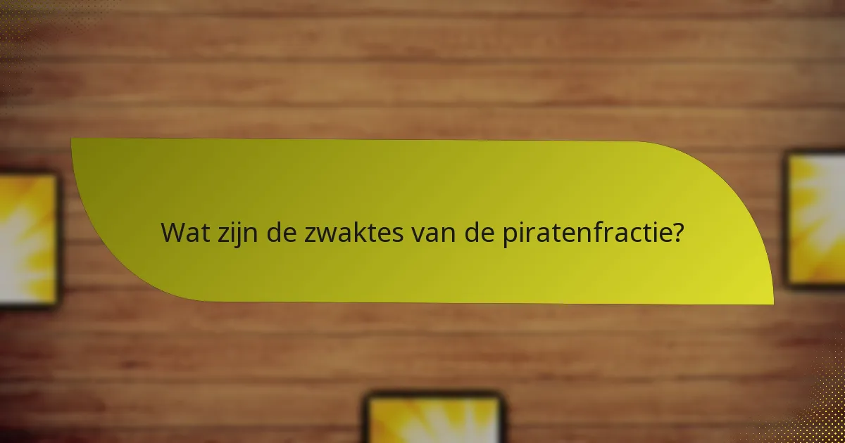 Wat zijn de zwaktes van de piratenfractie?