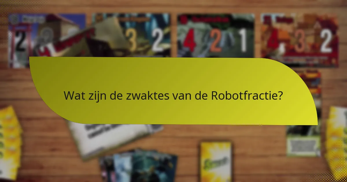 Wat zijn de zwaktes van de Robotfractie?